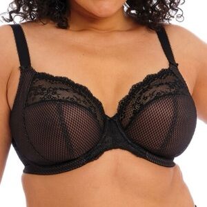 NEW Elomi Charley Stretch Lace Plunge Bra in Black EL4382 Women’s Size 42I